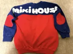 miki HOUSE 赤青 トレーナー 肘当て付き