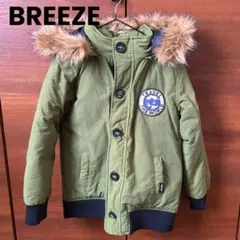 BREEZE オリーブ色 ファー付きダウンコート 140