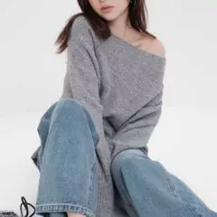natural beauty basic オフショルラメオーバーニット