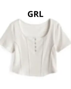 お値下げ‼️GRL フロントボタン スクエアネック 半袖カットソー ホワイトのサムネイル