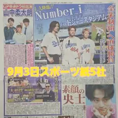 匿名配送！送料込み！ 9月3日 朝刊　 スポーツ紙5社