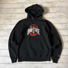 Champion チャンピオン パーカー オハイオ州立大学 刺繍ロゴ ブラック