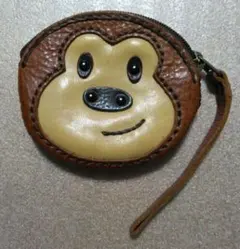 革製 猿の顔デザイン コインケース