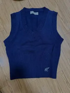 ネイビー Vネック ニットベスト