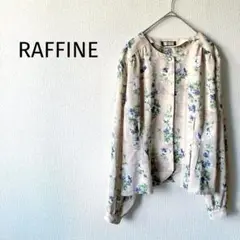 Z【RAFFINE】長袖シアーブラウス M-L 花柄 パールボタン ふんわり