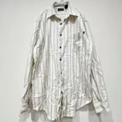 オーシャンパシフィック 長袖シャツ ストライプ Ｍサイズ 白 綿１００％のサムネイル