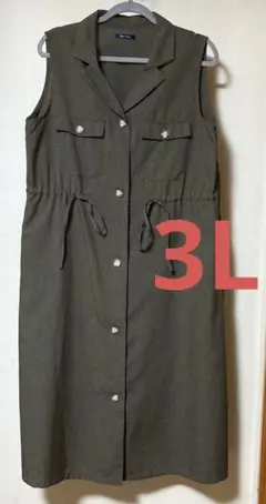 おかだゆり　トレンチジレ　3L カーキ　大きいサイズ