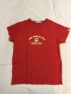 THE RESCUE DOG 犬プリント半袖Tシャツ Mサイズ 赤