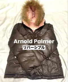 アーノルドパーマー ダウンジャケット リバーシブル L ブラウンピンクレディース