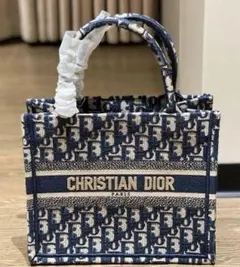 Christian Dior トートバッグ ネイビー アイボリー