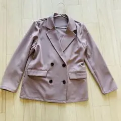 ベージュ ダブルブレスト テーラードジャケット　S ワールド