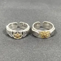 シルバー925 リング 指輪 メキシカン アメカジ 星と太陽の2点セット