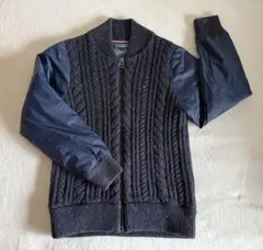 ネイビー ケーブル編み ジャンパー
