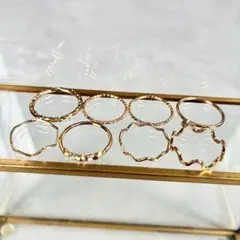 ゴールリング 8点セット 華奢 重ね付け アクセサリー メッキ