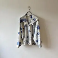 古着 総柄シャツジャケット パーカー フーディー ブルゾン マリン ワイド 幅広