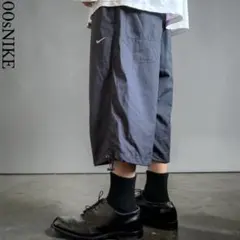 00s OLD NIKE ワイドナイロンカーゴショートパンツ 黒 Lサイズ