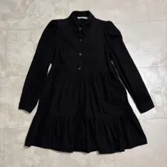 ZARA 長袖 チュニック ブラック ビジューボタン
