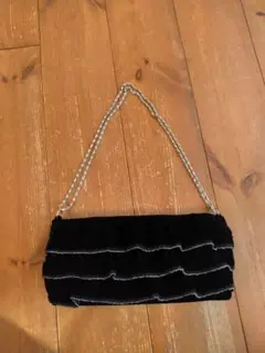 黒 ベルベット パーティーバッグ