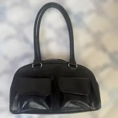 m*様 WEGO ブラック ハンドバッグ フロントポケット付き