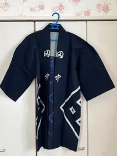 藍染 印半纏 Lサイズ 木綿 生地 法被 昭和レトロ 袢纏 リメイク素材