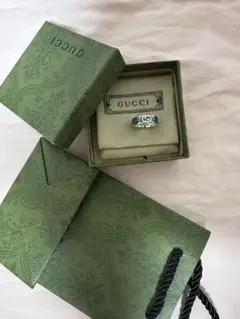 極美品グッチインタロッキングG リング ターコイズ 12号