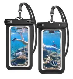 新品❤️スマホ防水ケース 海 水中操作可能 指紋認証 2個セット ブラック