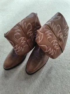 レディース ブラウン レザー ウエスタンブーツ サイズ 日本は24cm