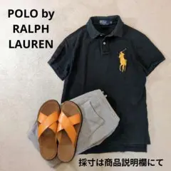 ラルフローレン ビッグポニー 胸刺繍ロゴ 鹿の子ポロシャツ カノコ 黒 ブラック