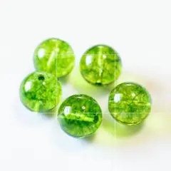 AAA ペリドット パワーストーン 天然石 8mm 5粒 両穴かんらん石 S77