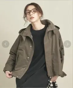 BEAUTY&YOUTH グログランフードライナーマウンテンパーカM カーキ