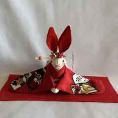 花札　ちりめん細工　うさぎ　お雛様　ひな祭り