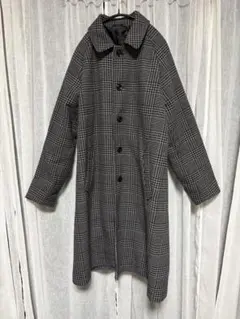 グレー系チェック柄ロングコート