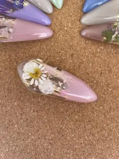 レジンヘアクリップ　ドライフラワーB