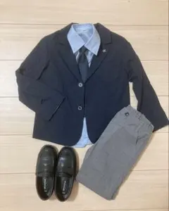 キッズ スーツ 5点セット ネイビー グレー 入学式　入園式　卒園式