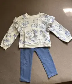 GAP フラワープリント 長袖トップス レギンスセット3歳用