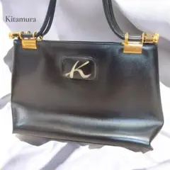 Kitamura ❣️柔らかい❣️高級本革 ハンドバッグ ブラック ゴールド 