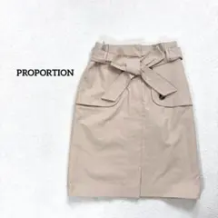 【プロポーション】 L タイトスカート　膝丈　ウエストリボン