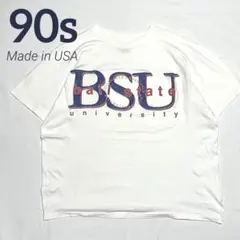 90s USA製 シングルステッチ カレッジロゴ Tシャツ 短丈ボックス 古着
