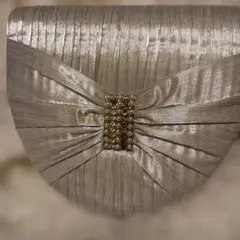 シルバー リボンデザイン パーティーバッグ