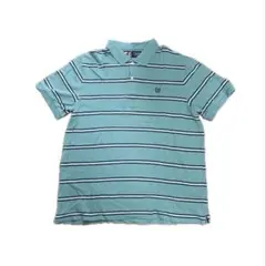 CHAPS 水色 ストライプ ポロシャツ