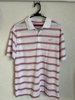 Nike ゴルフポロシャツ ホワイト/ピンク ストライプ／ドライフィット