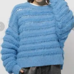 ブルー　青　ニット　ニコアンド　nikoand