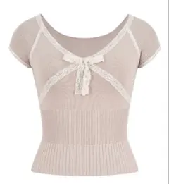 andwang Coquette Ribbon Knit Top - メルカリ