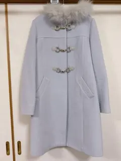 ライトブルー ダッフルコート ファー付き