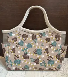 ホヌ柄 ブラウン グラニーバック チューリップバックSサイズ　ハンドメイド