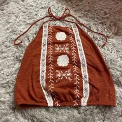 forever21 刺繍入りオレンジキャミソール　M