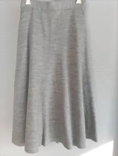 グレー フレアスカート ゴムウエスト ポケット付き