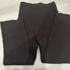 ブラウン　ウォッシャブルニットパンツ　ワイドパンツ　リブニットパンツ