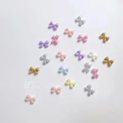 R-9ネイルパーツ　ピンク　キャンディ　リボン　ミニ　グレー　デコ20p