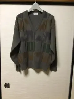 Tricooulic 模様柄メンズVネックセーター ブラウン系M